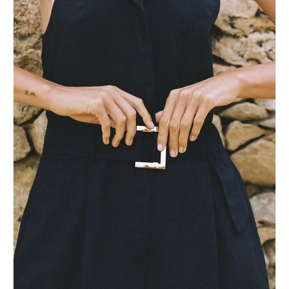 Zara Halter Belted Linen Jumpsuit